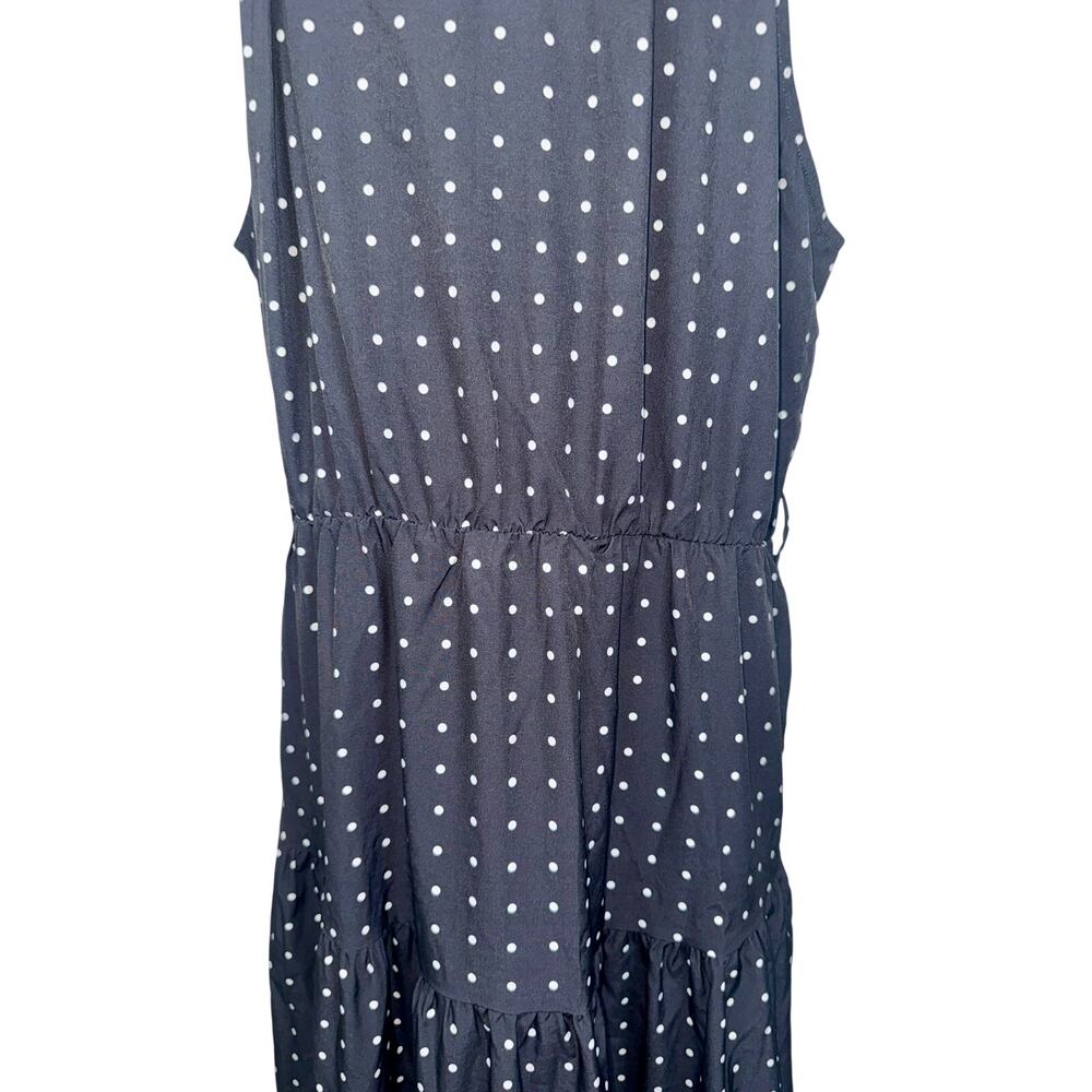 NEW Halara Halter Keyhole Back Polka Dot Flowy Tiered Midi Dress Black Size XL - Picture 9 of 15
